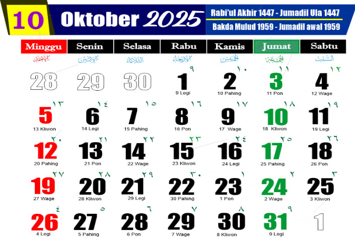 Daftar Tanggal Merah Bulan Oktober 2025